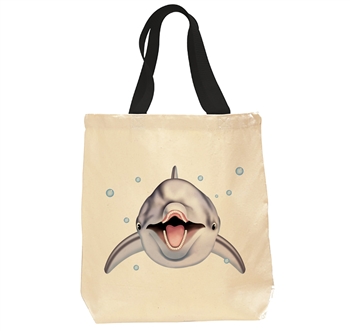 NUDECOR Canvas Tote Bag Blue Dolphin Love Taiwan Pink Save Dolph White Sea  Reusable Handbag Shoulder Grocery Shopping Bags